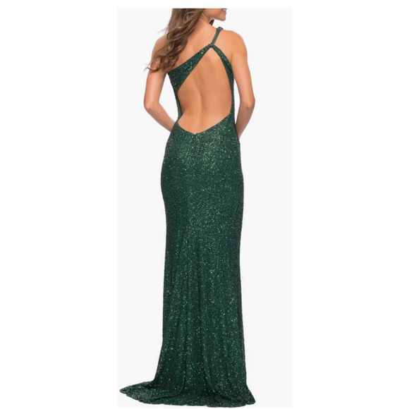 Women's La Femme Green Sequin Gown Size 8 - Picture 2 of 7